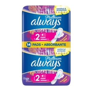 Always Platinum Super Pads with Wings size 2, 14 pcs