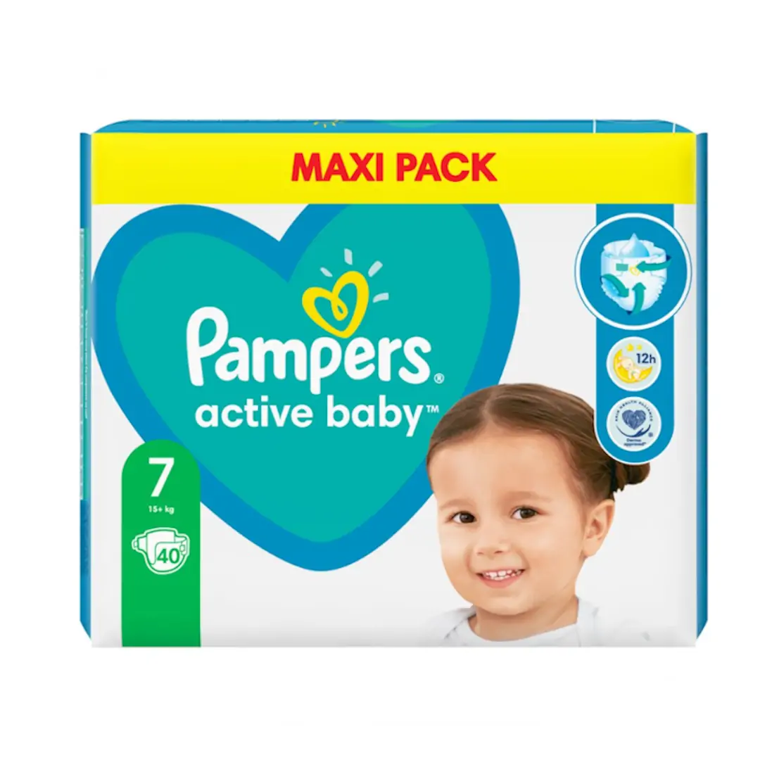 Pampers Active Baby Diapers size 7, 40pcs